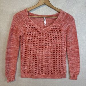 Aeropostale Womens Peach Knit‎ Sweater Size XS Pullover Cotton Layering Cutout
